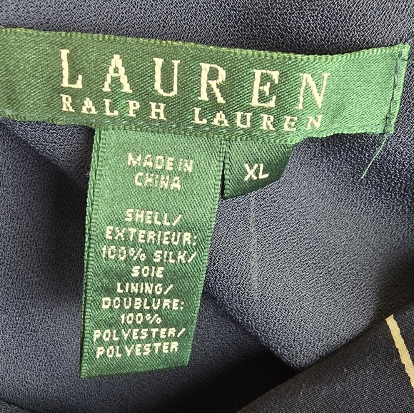 NWT Lauren Ralph Lauren Floral Navy 100% Silk Skirt Sz XL - Picture 5 of 8